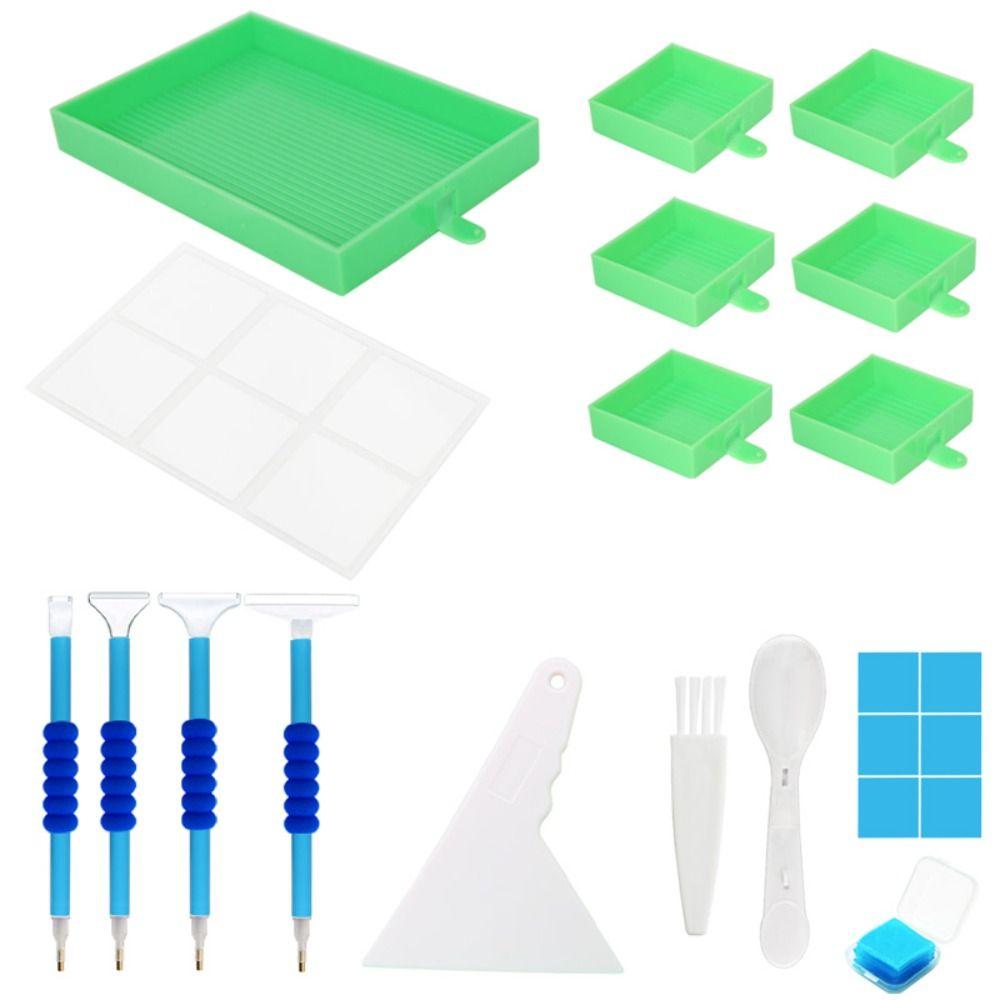 6 Grid Palette Diamond Painting Tray Kits Large Capacity Drill Plate Diamond Painting Pen Beading Plates Cross Stitch Tools