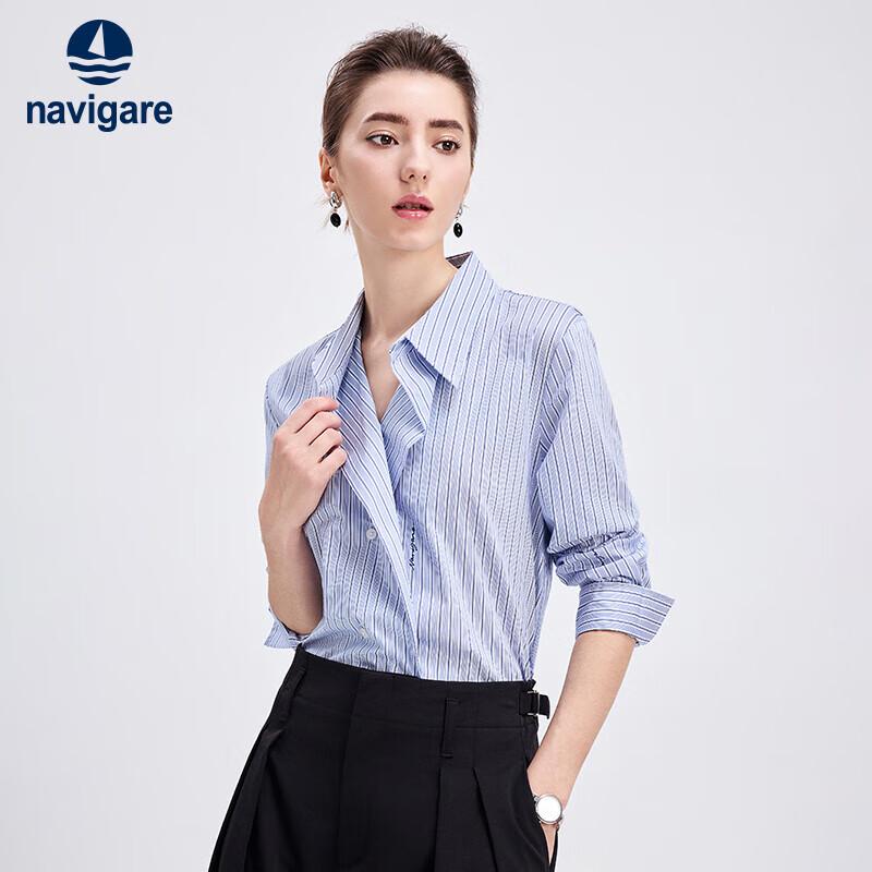 

Navigare Women s Loose Fit Striped Long-Sleeve Shirt XL