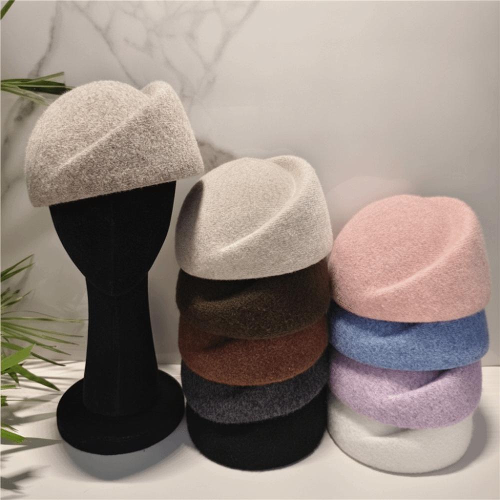 French Style Pillbox Hat Elegant Fedora Hat Vintage Woolen Top Hat  Wedding Party