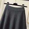 Autumn/Winter Knitted Skirt for Women Geometric Pattern Medium Length High Waisted Skirt A-line Long Skirt
