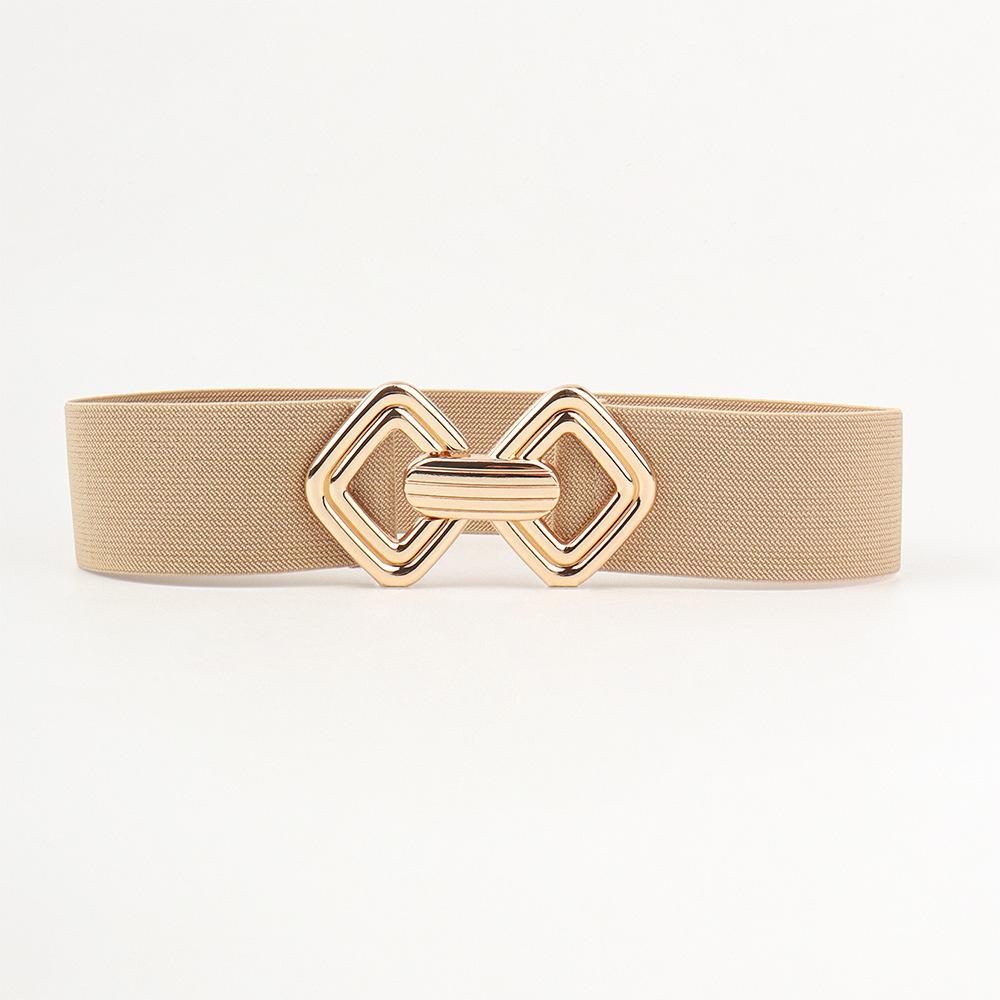 Curea elastică lată pentru femei, talie vintage elastică, cu cataramă retro aurie pentru rochii