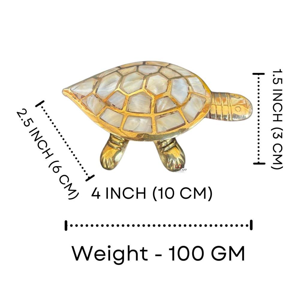 Brass Marble Print Turtle Feng Shui for Home Decoration Or Good Luck to Attract Positive Energy.(4 inch)