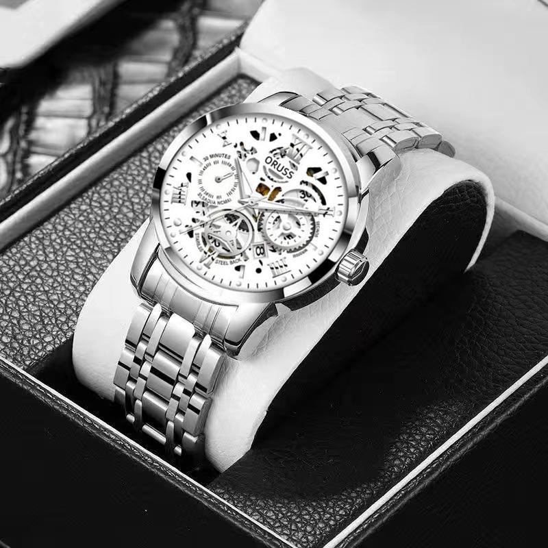 Non-Mechanical Stainless Steel Automatic Movement Men'S Calendar Luminous Waterproof Round Ordinary Glass Mirror Domestic Wrist