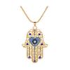 Devil Eye Necklace Vintage Chain Necklace with Hamsa Hand Pendant Rhinestone Palm Necklace Jewelry Gifts for Women Wife Girlfriend