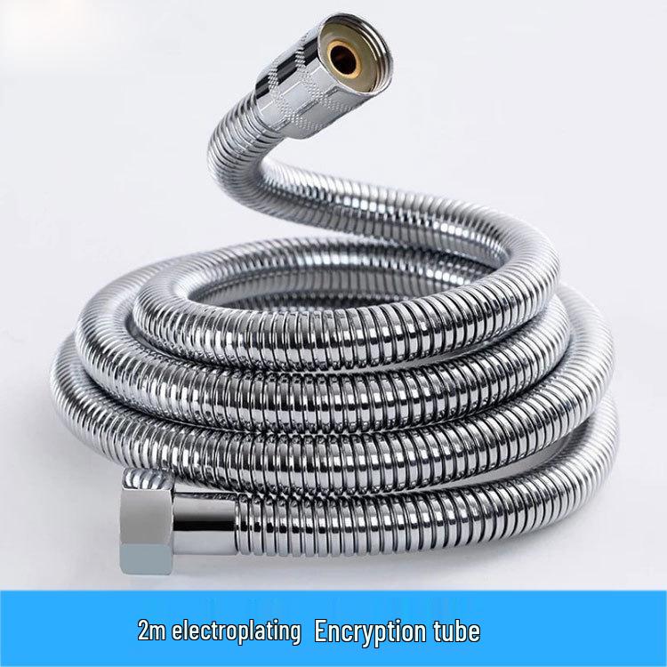 Explosionsgeschützter Duschschlauch und Duschkopf aus Edelstahl - Galvanisch beschichtet, Verdickt & Verschlüsselt, Erhältlich in Längen von 1,5 m, 2 m und 3 m