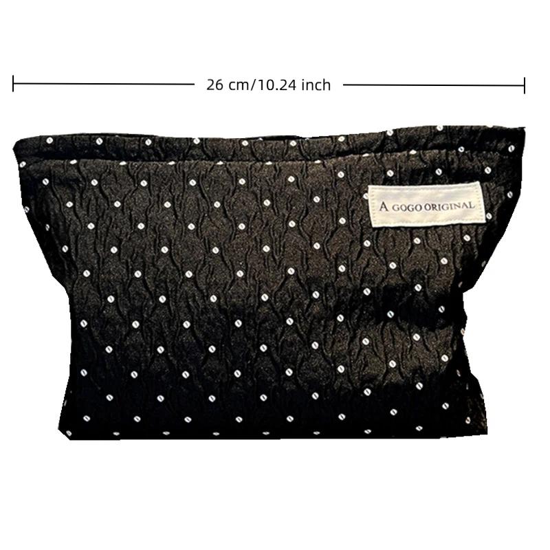Black Dots Cosmetic Bag Women Makeup Bag Travel Wash Bag Female Travel Storage Bag Women Make Up Bag Organizer Toilet Bag Clutch