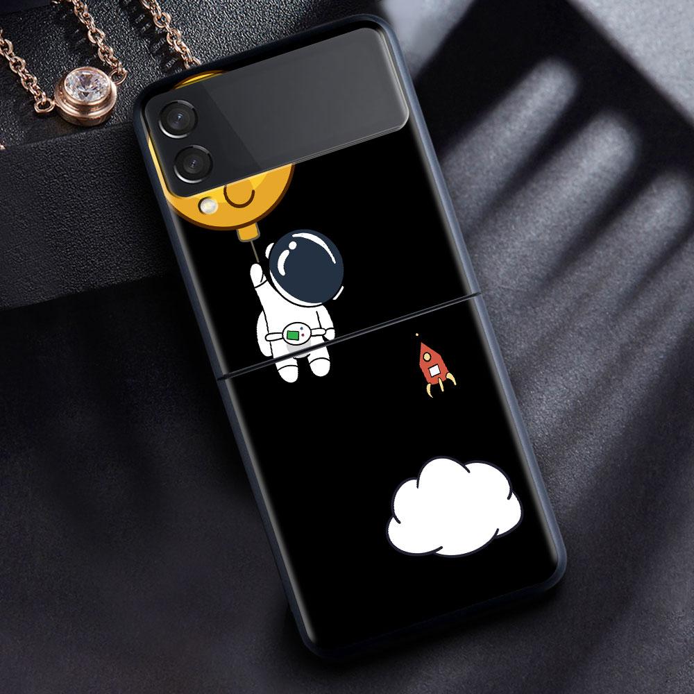 

Чехол для Samsung Galaxy Z Flip 3 4 5G, черный жесткий корпус для телефона из ПК Z Flip4, роскошный сегментированный чехол, роскошный космонавт Samsung Z Flip 4