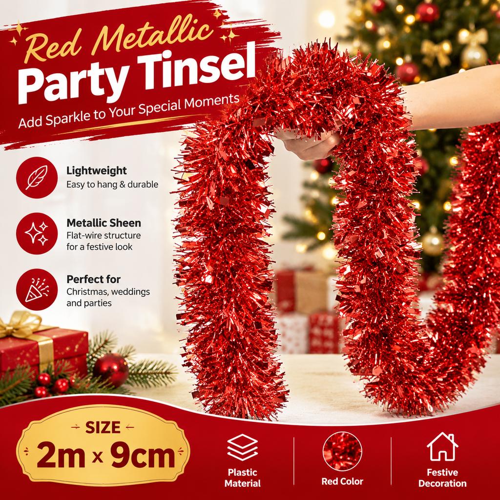 European Style Metallic Party Tinsel for Christmas and Weddings