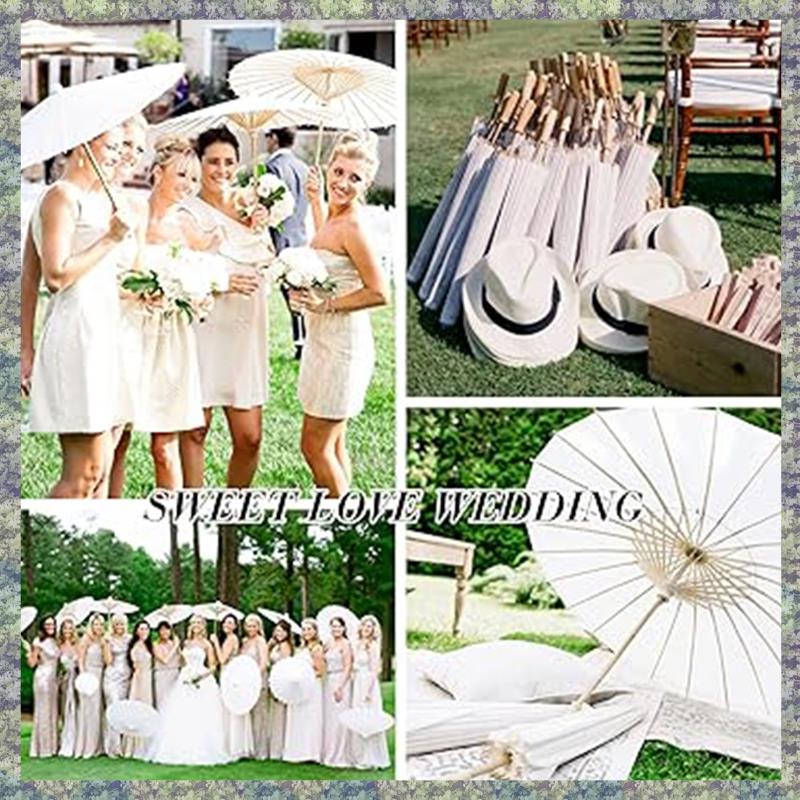 

WON 7PCS Paper Parasol Wedding Umbrella Party Favor Bamboo Umbrellas For Bridal Shower Centerpieces Photo Props 33Inch Iron&8K