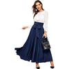 Women's High Waist Bow Tie Maxi Skirt Solid Color A Line Flowy Elegant Casual Work Party Skirts