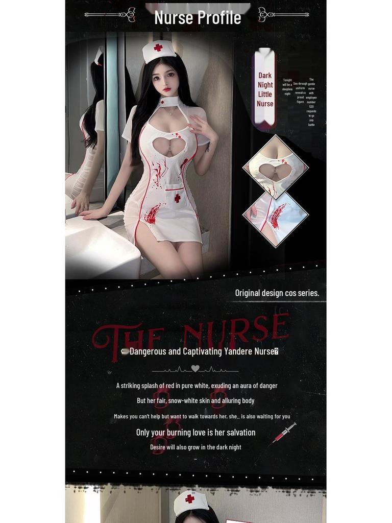 Costume di Halloween Infermiera Notte Oscura - Lingerie Sexy con Tagli Seducenti