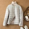 Lightweight Down Jacket for Women Short Style with White Duck Down Inner Lining Worn On The Outside and Paired with Round Neck Warm Oversized Jacket