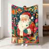 1pc Retro Christmas Santa Claus Print 230g Flannel Blanket, Soft Cozy Throw Blanket For Sofa Leisure, Office Nap & Home Use