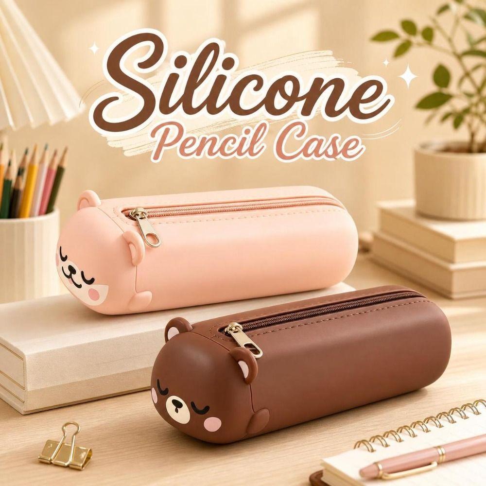 Large-capacity Bear Pencil Case Zippered Kids Stationery Bag NEW Pencil Pouch School Students