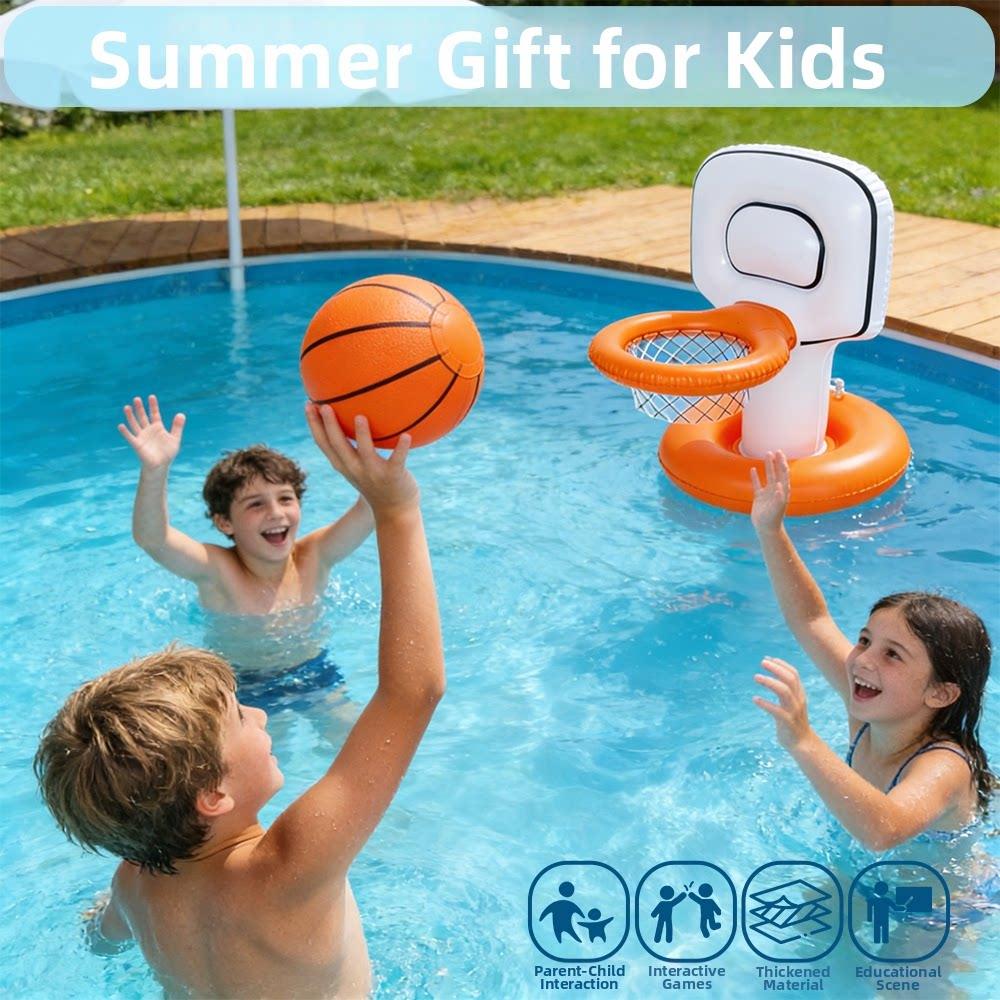 Inflatable Floating Basketball Hoop Swimming Pool Game Toys Thick PVC Water Play Set for Kids Adults Summer Beach Party Outdoor
