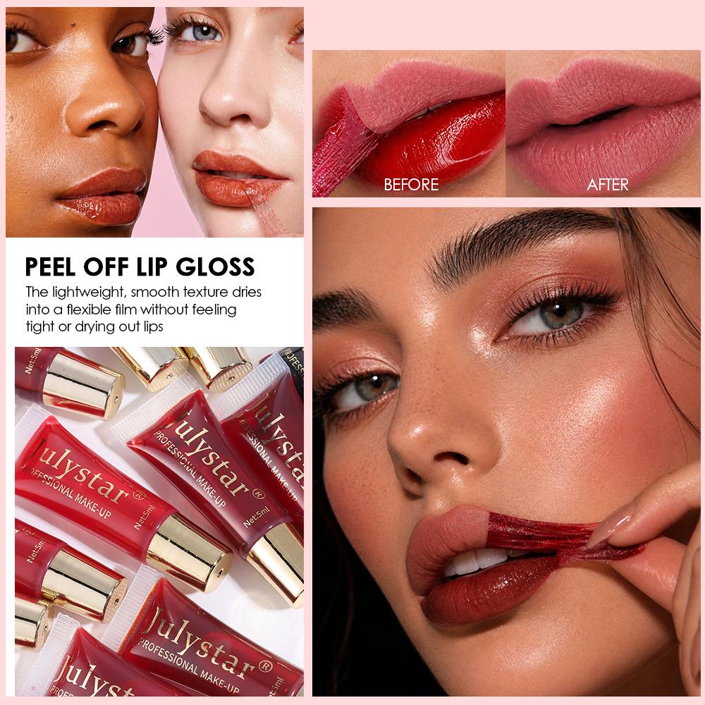 Peel Off Lip Stain Squeeze Tube, Long Lasting Waterproof Matte Lip Tint, Tear Off Liquid Lipstick, Non-Fading Smudge-Proof Lip Stain