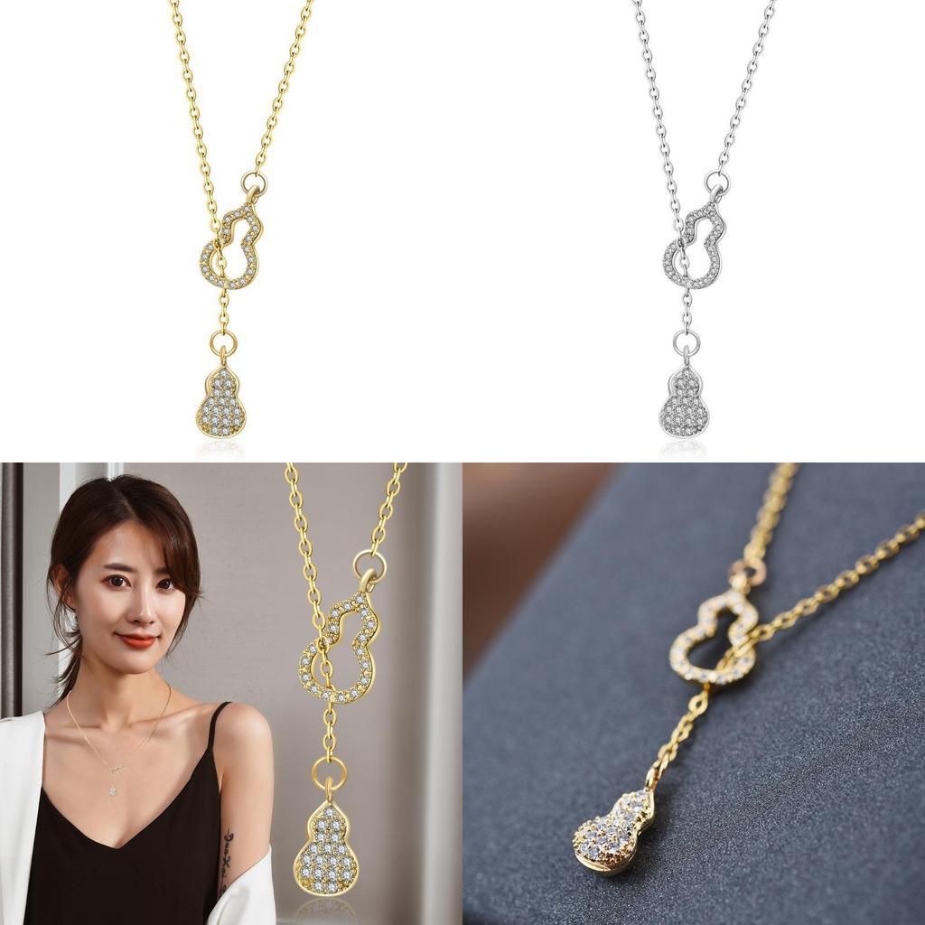 Elegant Titanium Steel Double Gourd Necklace For Women Stylish Ins Happy Luck Design For All Occasions