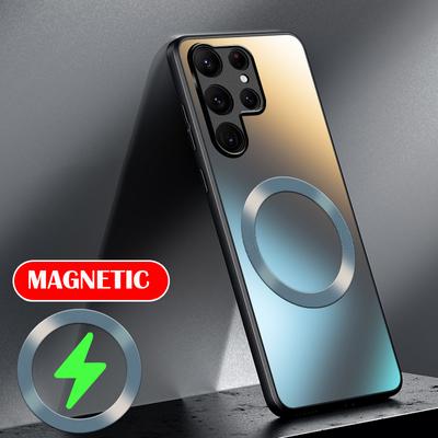 Husă magnetică mată mată din silicon AG pentru Samsung Galaxy S22 S23 S24 Ultra Plus Husă de încărcare fără fir Magsafe
