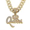 Hip Hop Zinc Alloy Crown Queen Letter Full Diamond Pendant Temperament Personality Necklace Jewelry