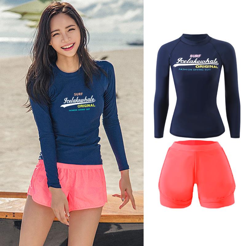 

Женский раздельный купальник для похудения 2025 - Консервативный, Скрывающий живот, Купальник с длинным рукавом для бассейна и горячего источника 2X-Large темно-синий