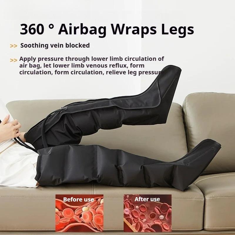 Masajor cu Compresie pentru Recuperarea Mușchilor Picioarelor - Presiune Aer pentru Circulație și Drenaj Limfatic