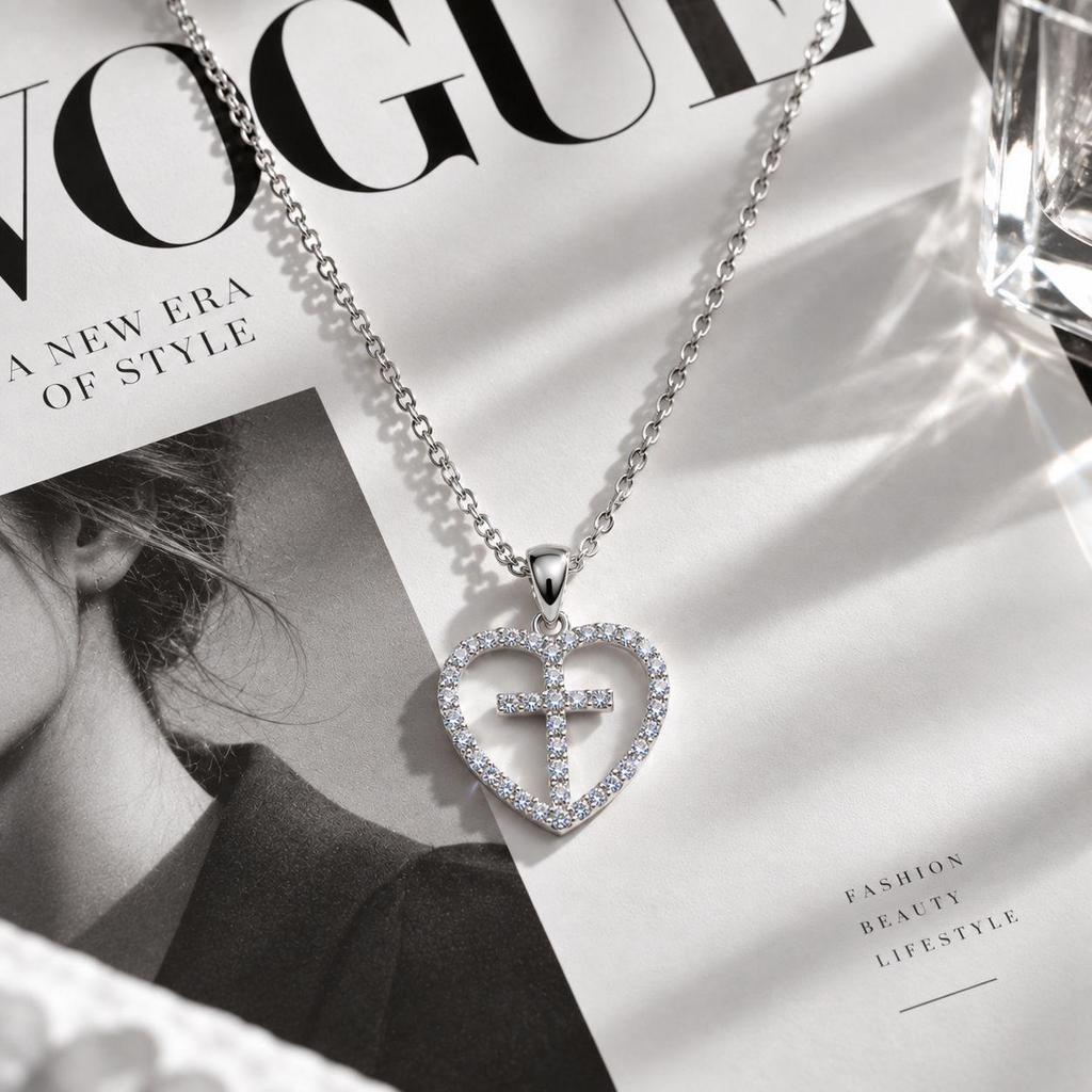 S925 Sterling Zilver Diamant Kruis Choker Ketting - Douchebestendig, Amerikaanse Hip Hop Stijl
