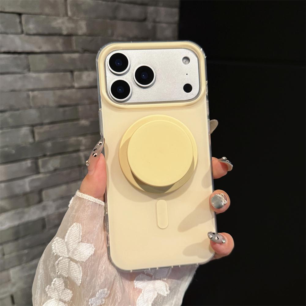 Frosted Magnetic Case For Magsafe Magnetic Phone Case For iPhone 17 16 15 Pro Max Air With Holder Wireless Charging Cover