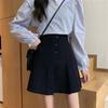 Women Spring Highwaist Pleated Skirt With Button Details For Casual And Office Wear