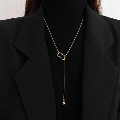 Cold Wind Silver Geometric Necklace Female Niche Design Simple High-end Long Sweater Chain Accessories Neck Chain