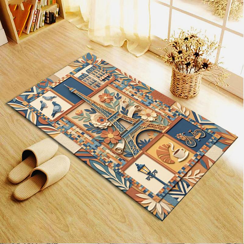2025 New Paris Eiffel Tower Carpet Rug for Living Room Bedroom Home Sofa Decoration,Kids play Non-slip Floor Mat89