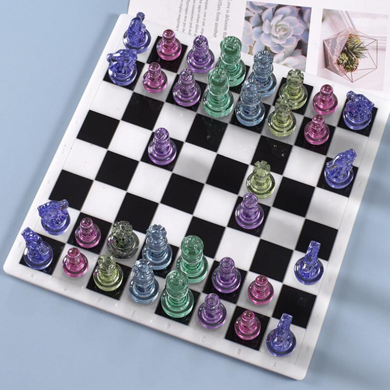6Pcs/Set DIY Crystal Epoxy Resin Mold 3D Chess Piece Silicone Mould For Resin