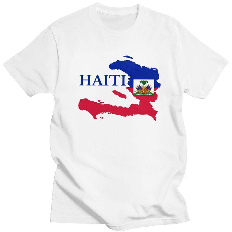 

Custom Male Haiti Map Flag T Shirts Short Sleeve Cotton Tshirt Streetwear T-shirt Leisure Tees Slim Fit Clothing - Men s Summ... S разноцветный