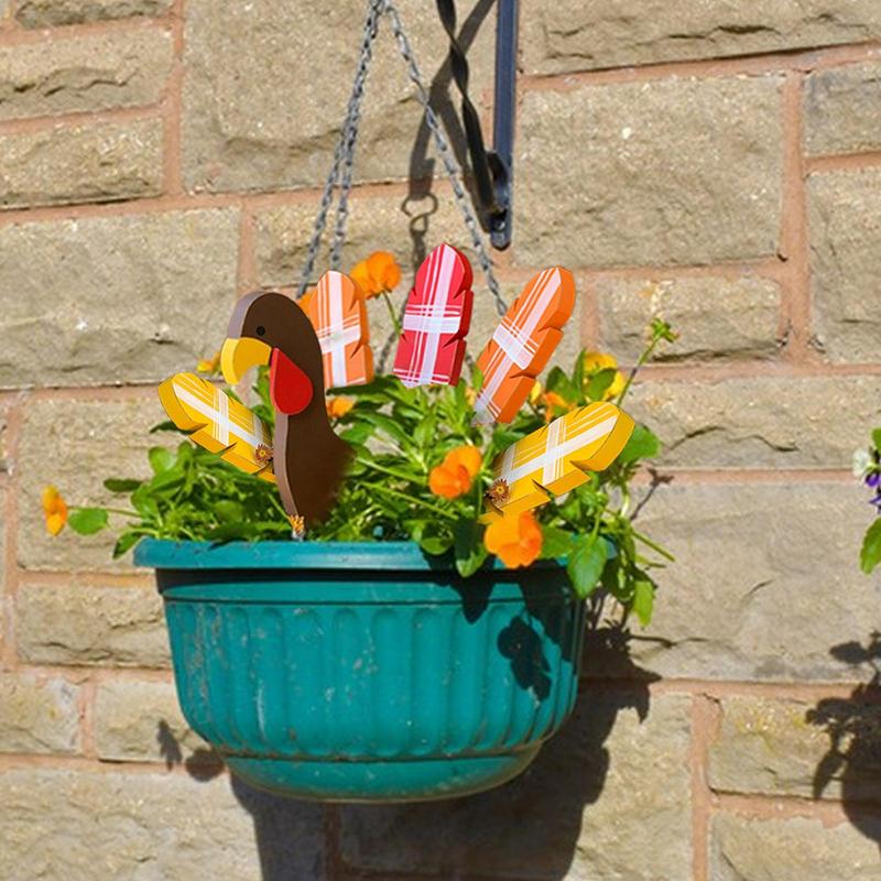 

Turkey Planter Decor Thanksgiving Turkey Decorating Fall Decorative Flowerpot Stake Cute Turkey Garden Decor For Patio Plant & CHINA