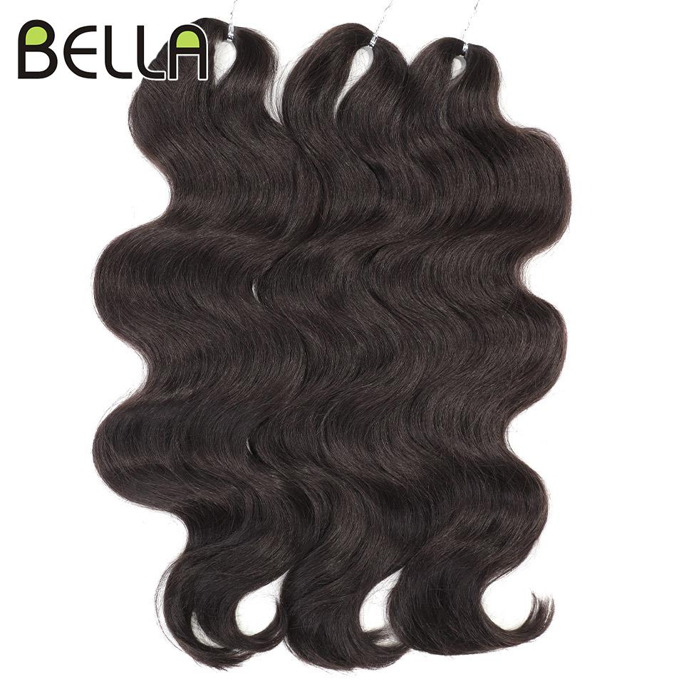 BELLA 24 Zoll Body Wave Häkelhaar 3 Stück Synthetisches Haar Zöpfe Kunsthaar Ombre Blond Braun Natürliche Flecht-Haarverlängerungen