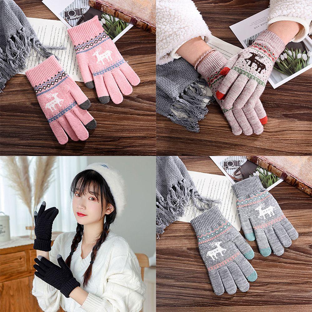 Stretch Women Men Ridding Couple Gloves Knit Mittens Christmas Gloves Winter Gloves