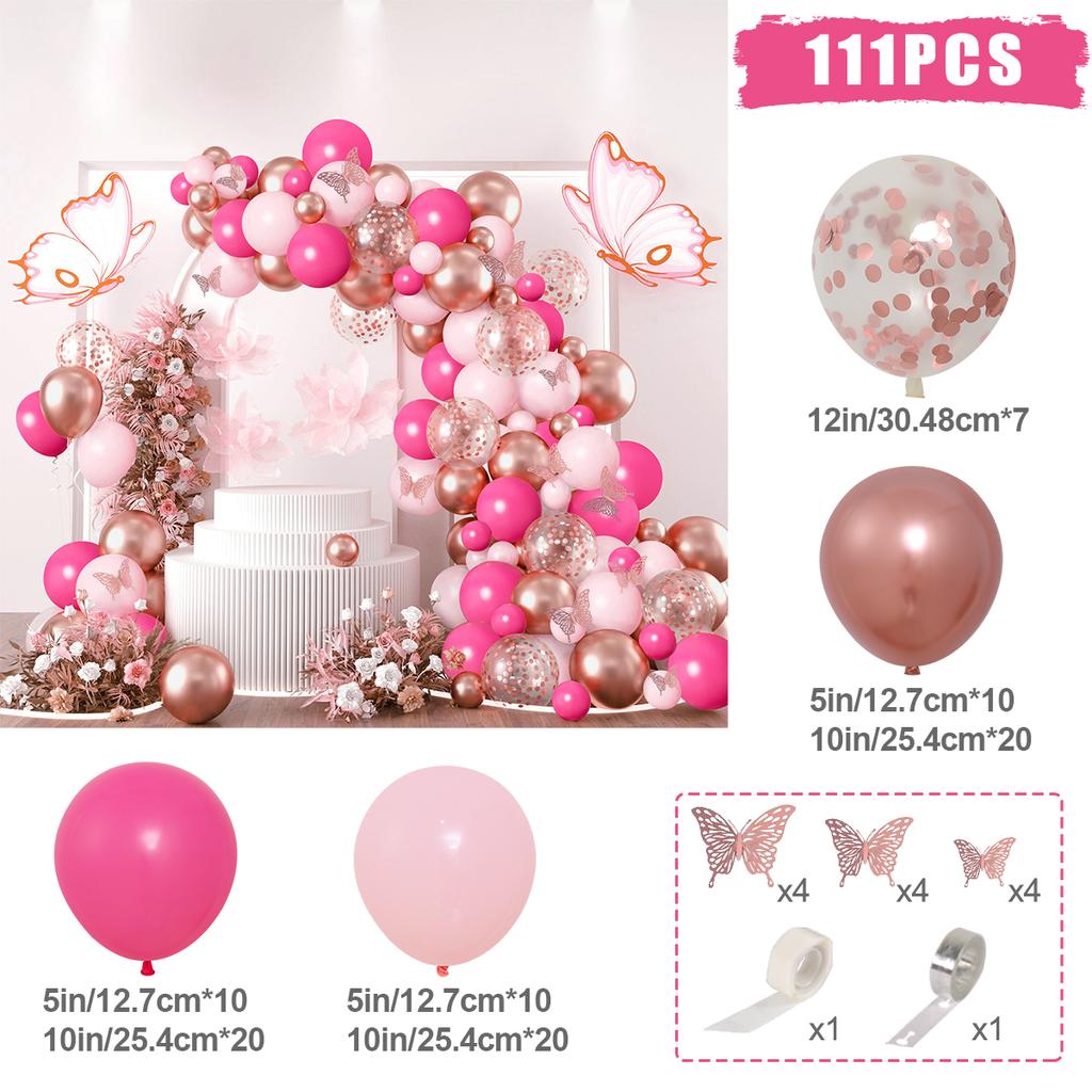 Pink Butterfly Balloons Garland Arch Kit Birthday Party Decor Kids Baby Shower Girl Gold Latex Balloons Wedding Party Supplies