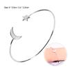 Female Open Bracelet Copper Plating Wristband Bangle with Moon Star Decoration (Silver)