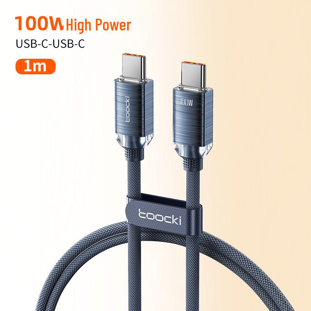 Crystal Aluminum CC Super Charging PD100W Data Cable in Multiple Colors, 1m or 2m