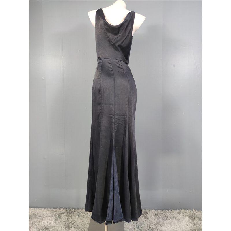 Export Single High Quality Texture Pile Style Swing Collar Open Back Smooth Satin Slimming Sheath Evening Dress Dress Mermaid Dress