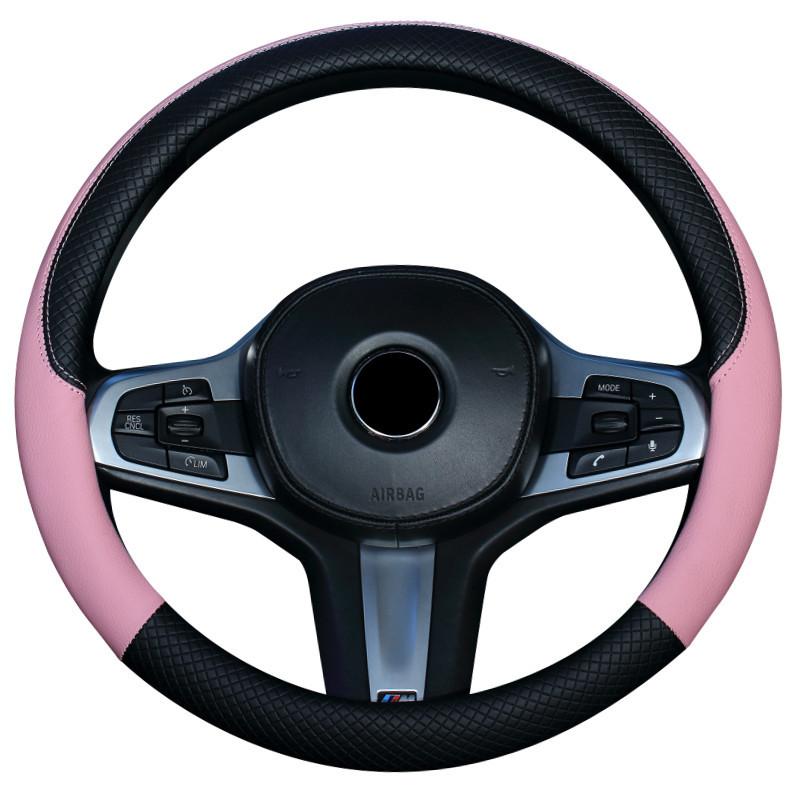 Universal Leather Car Steering Wheel Cover All Season Carbon Fiber Pattern Anti-Slip Protective Handle Gear Inner