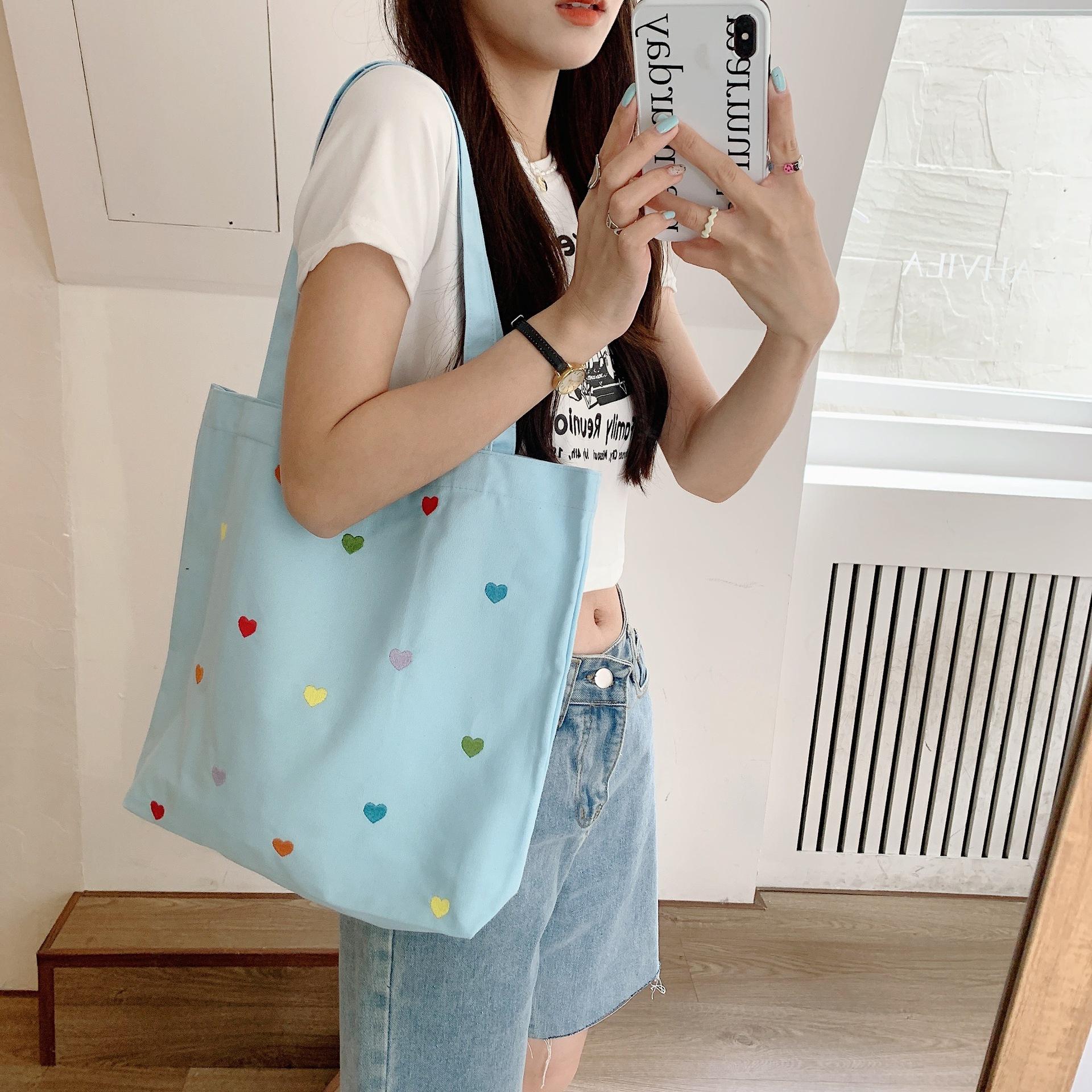 

Bag women s careful canvas bag women s literary shoulder bag country simple handbag tote bag tide світло-синій колір