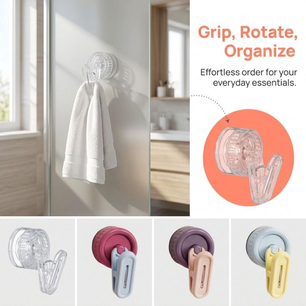 Rotating Suction Cup Hook Waterproof Utility Hook Organizer Wall Clip Counter Decor