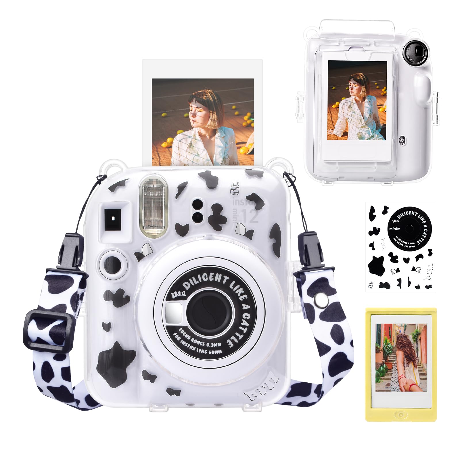 

HIYQIN instax mini 12 FUJIFILM instax mini присвячений набір з 4 чохлів для камери Instax 12 прозорий чохол з наплічним магнітним фотокадром наклейка для Instax 12