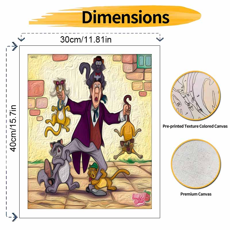 Disney Aristocats Painting Kit Classic Style Home Decor Craft Gift Idea Art Canvas Wall Decor Funny Cats Lovers Oil Painting Gift Set DIY