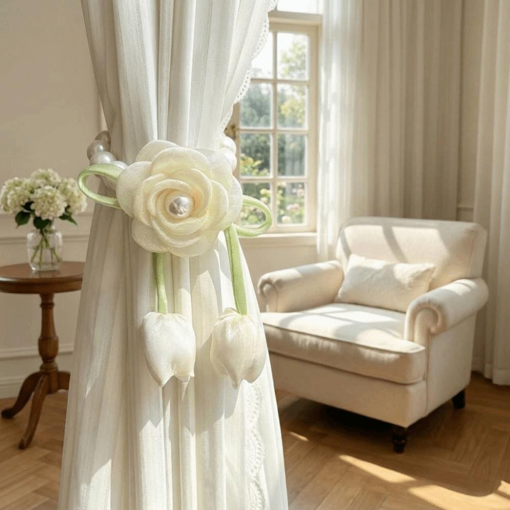 Decorative Flowers Curtain Straps Beautifully Sheer Curtains Tiebacks Window Decoration