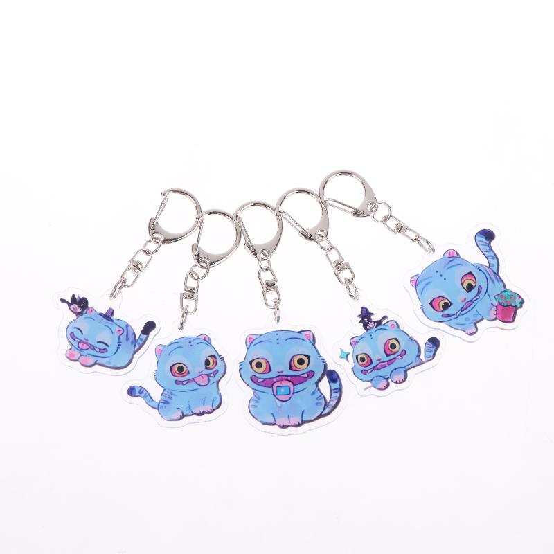 5Pcs Cartoon Huntrix Saja Boys Derpy Tiger Acrylic Keychains Ring Double-Sided Key Chain Jewelry Demon Hunters Love Gifts