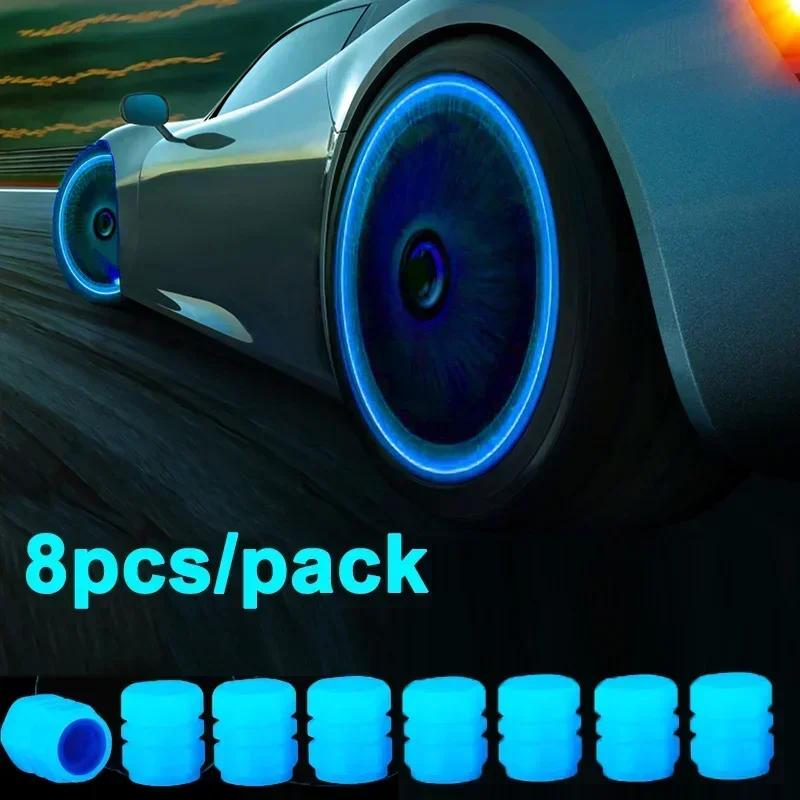 1/20pc Luminous Valve Caps Fluorescent Night Glowing Car Decor Universal Motorcycle Bicycle Dustproof Tyre Valve Decorative Stem