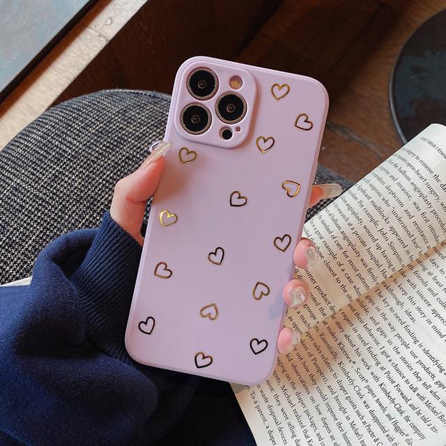 Ottwn Fashion Candy Color Love Heart Handyhülle für iPhone 13 Pro Max 14 Pro Max 11 12 Pro X XR XS Max 7 8 14Plus Weiche TPU-Abdeckung