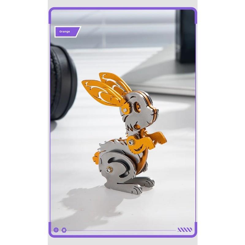 3D Puzzle Cartoon Hase Metallmodell Bausätze für Erwachsene Mechanische Tiere Tierkreis Hase Puzzle DIY Montage Spielzeug Geschenk