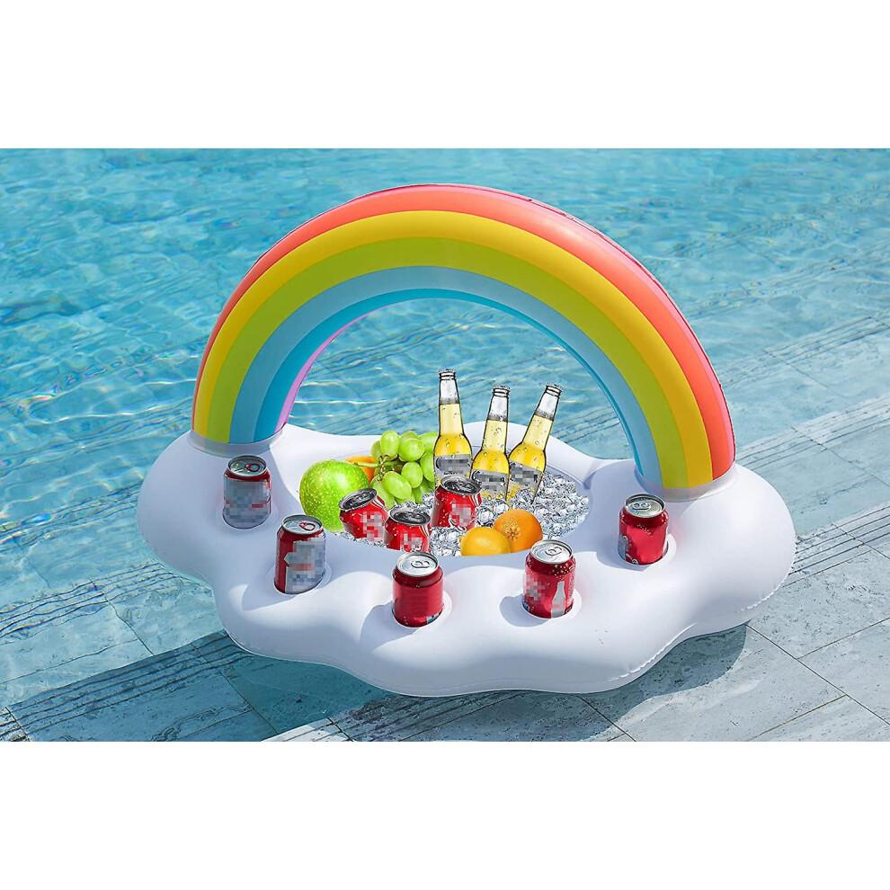 Inflatable Rainbow Cloud Drink Holder Floating Beverage Salad Fruit Serving Bar Pool Float Party Accessories Summer Beach Leisure Cup Bottle Holder Wa